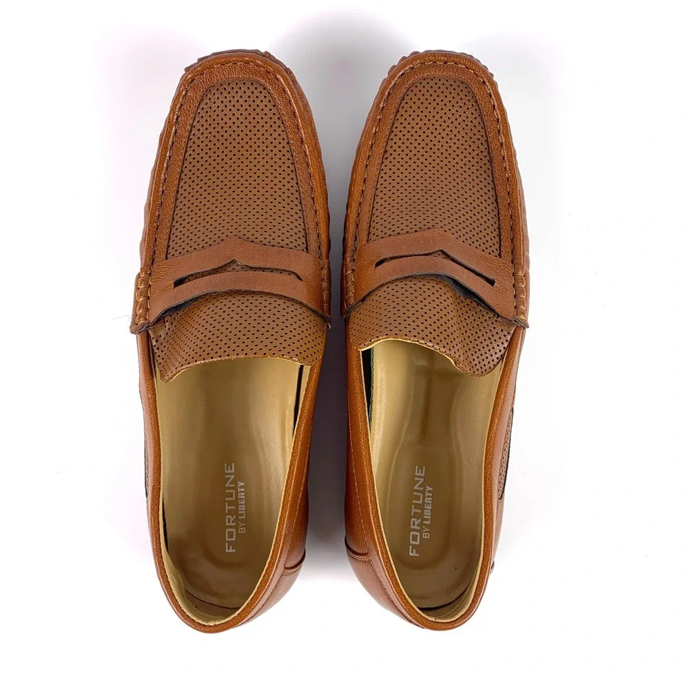 Fortune by Liberty Penny Loafers Mens Sz 11 US 44 Euro Cognac Leather Upper READ